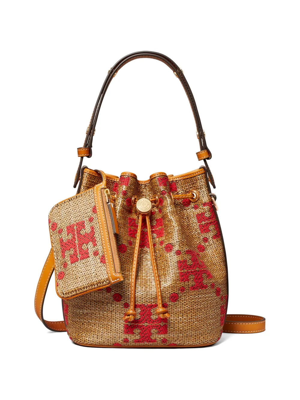 Tory Burch Bucket-tas met geborduurd monogram Beige