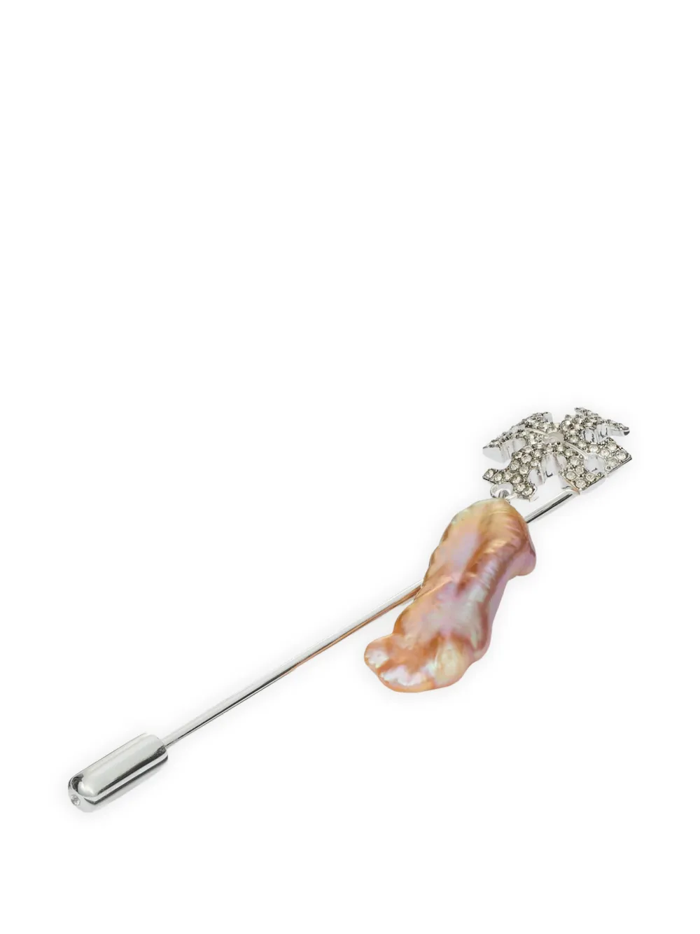 Tory Burch Runway logo pearl pin - Silber