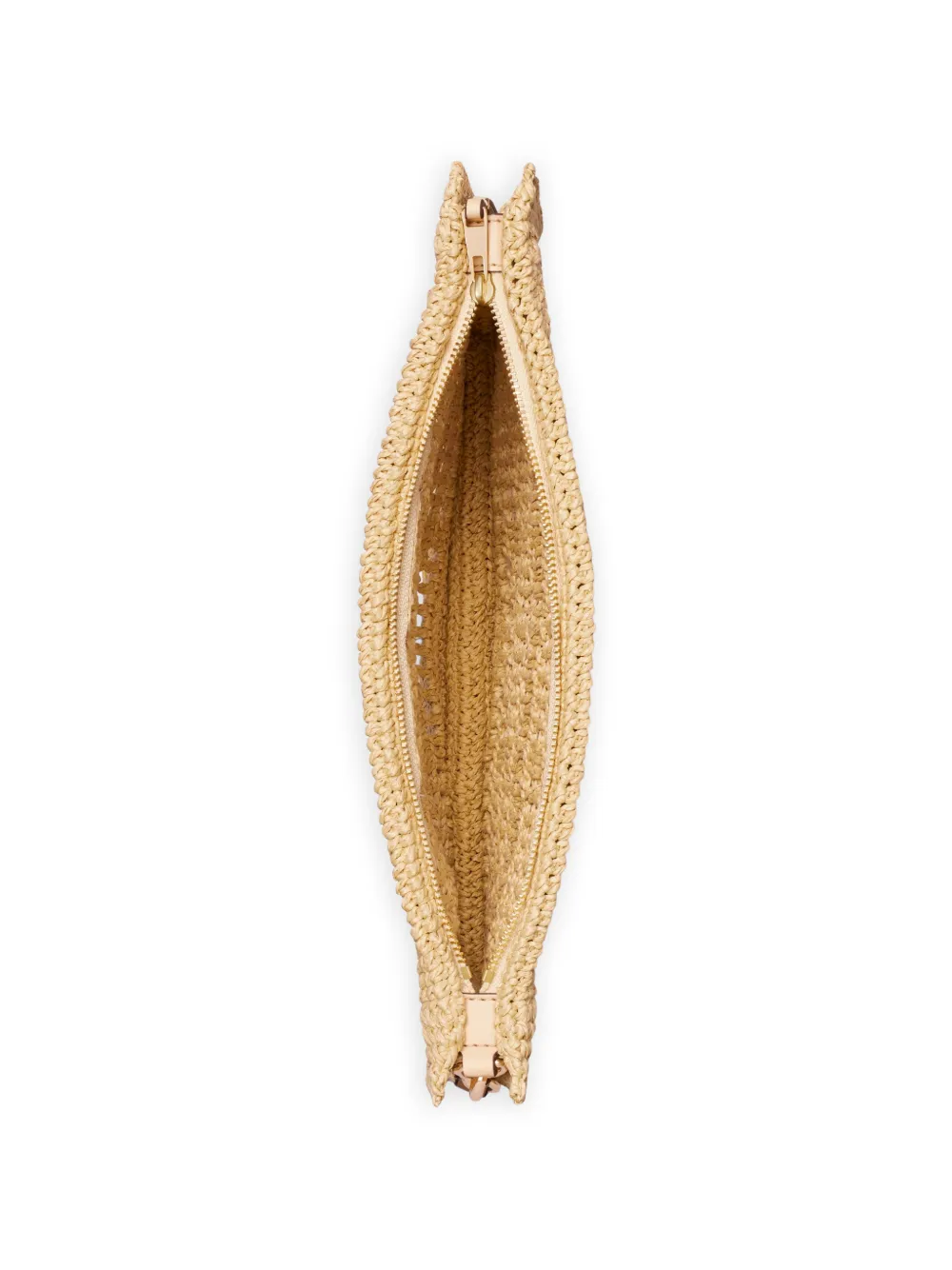 Tory Burch Geweven clutch met logopatch Beige