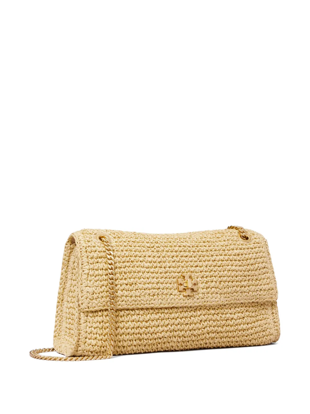 Tory Burch Kira geweven schoudertas met draaislot Beige
