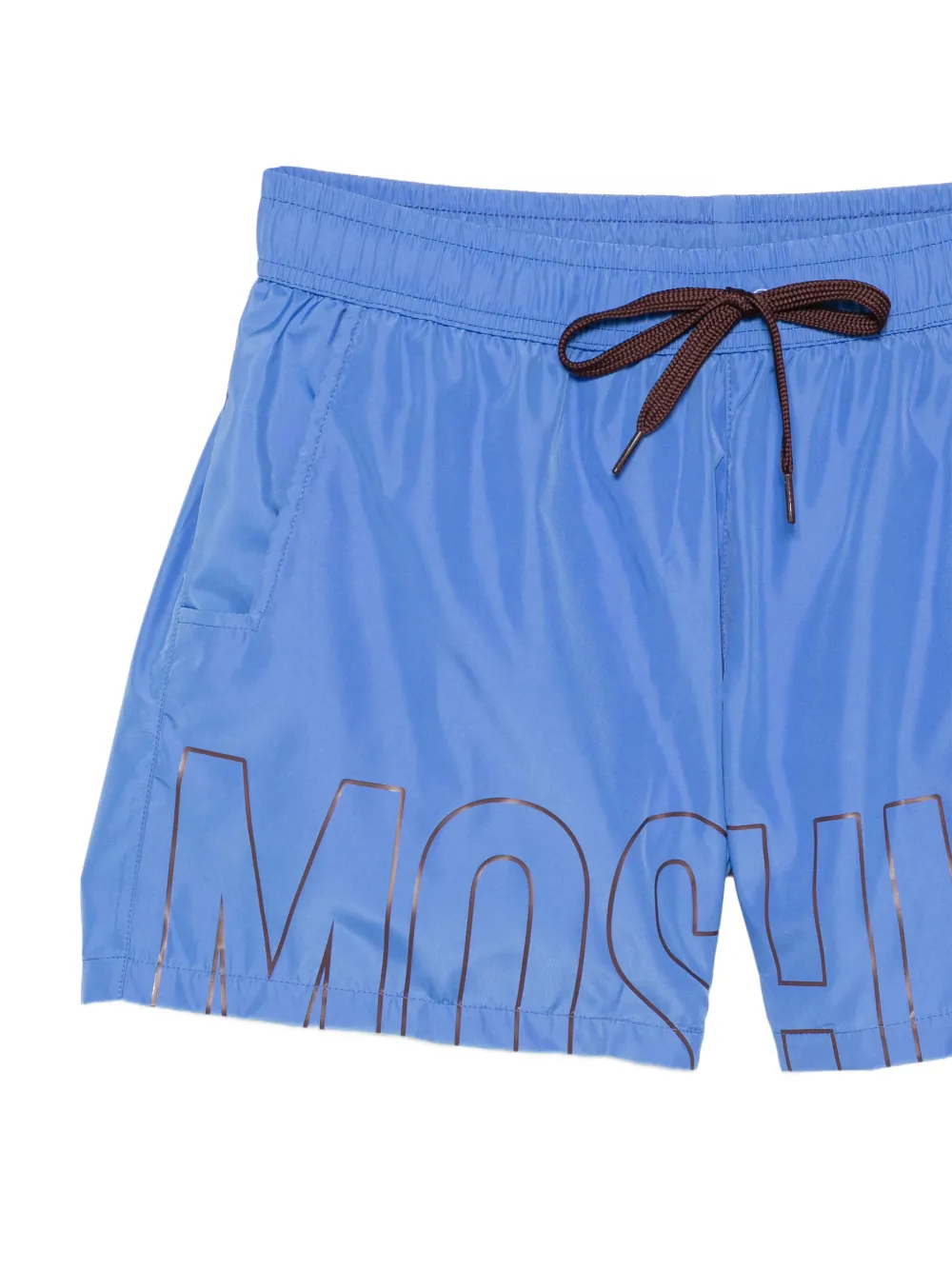 Moschino Zwembroek met logoprint en trekkoord Blauw