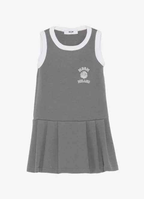 MSGM Kids vestido plisado con logo estampado