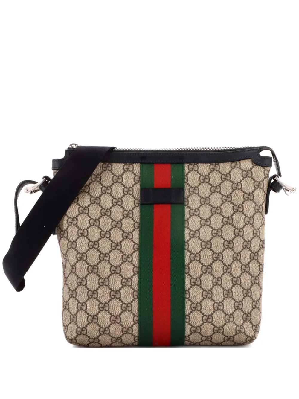 Gucci Pre-Owned Web Messenger Bag GG Coated Canvas Medium crossbody bag - Marrone