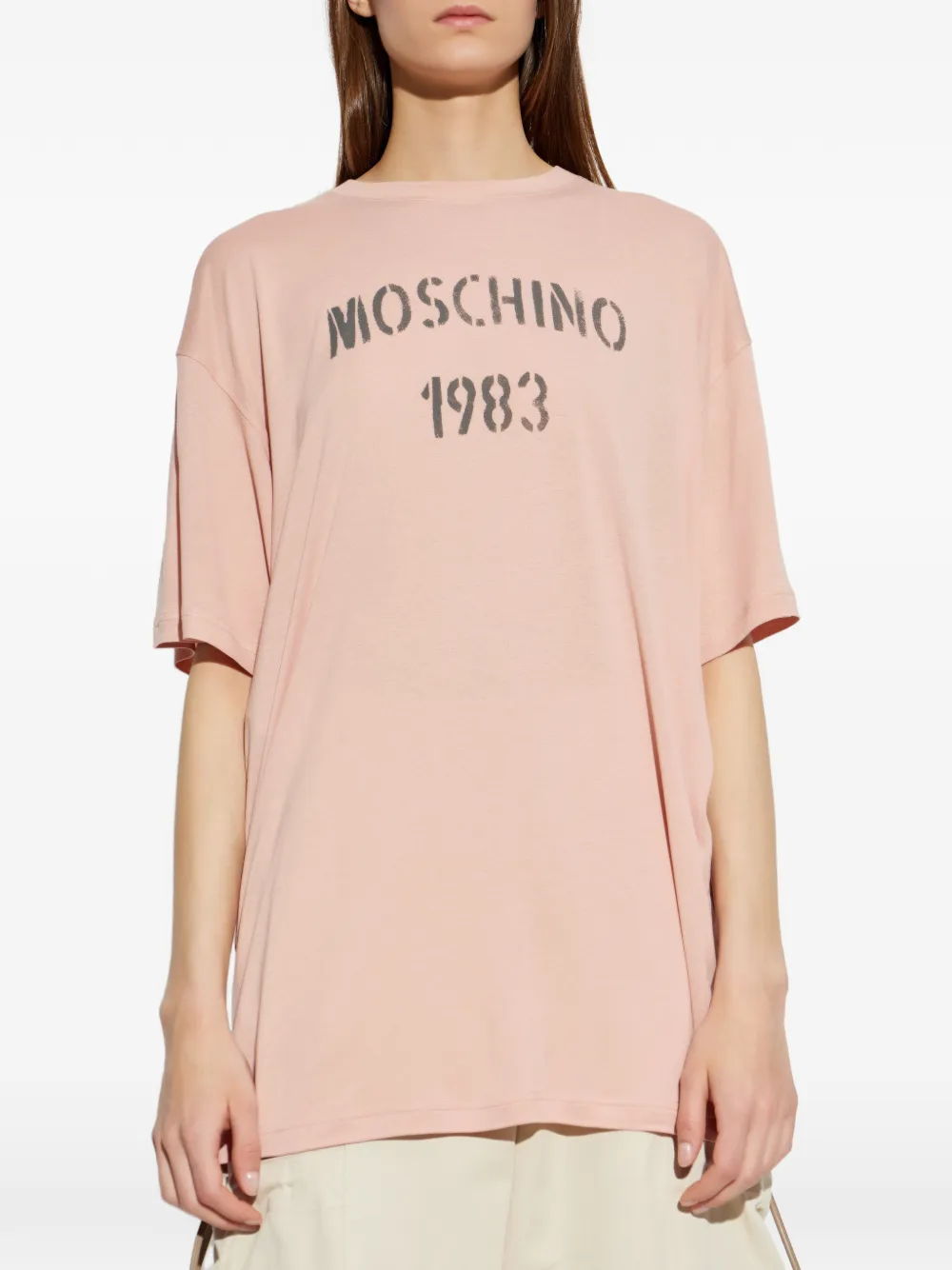 Moschino T-shirt met logoprint Roze