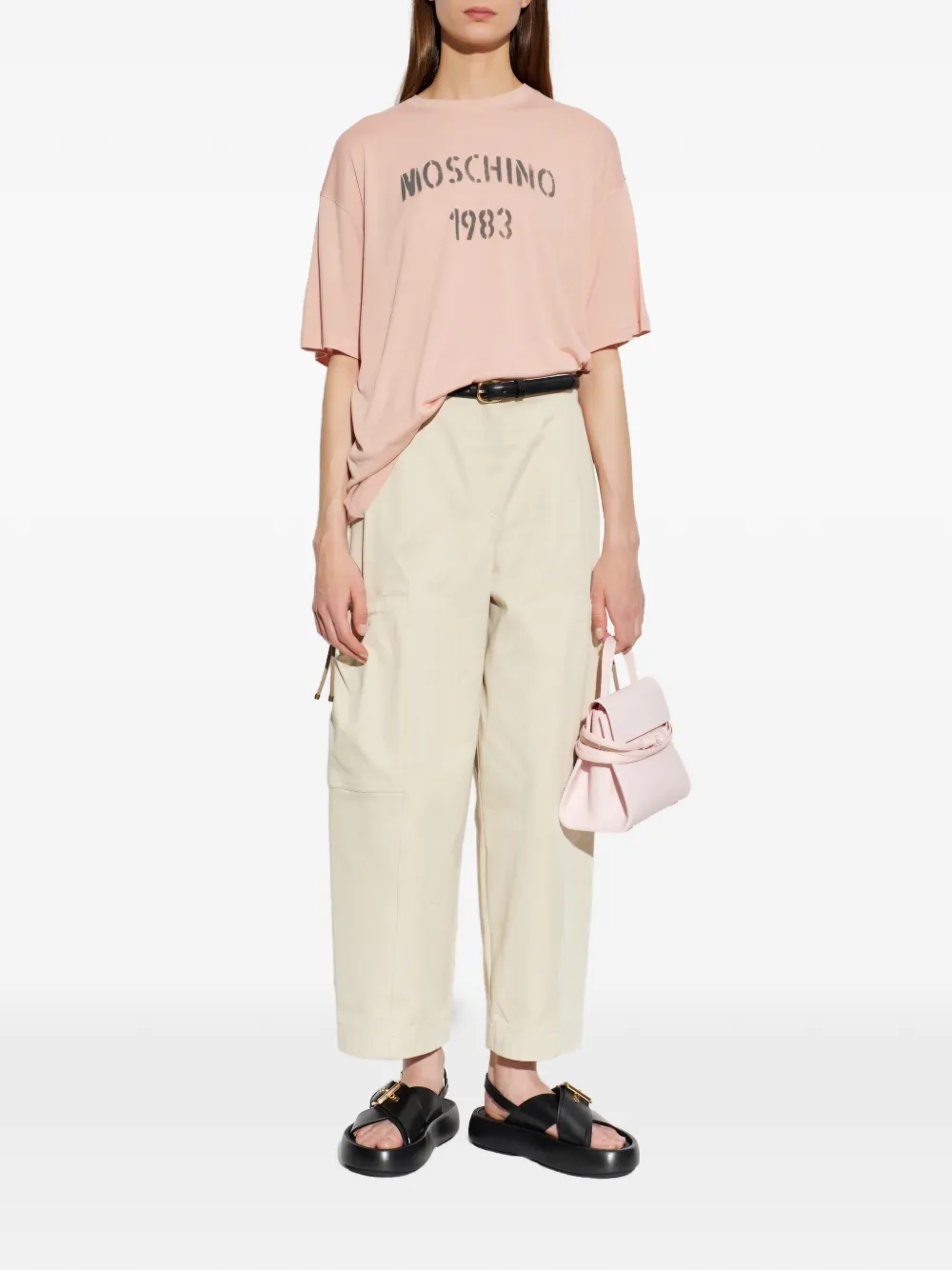Moschino T-shirt met logoprint Roze