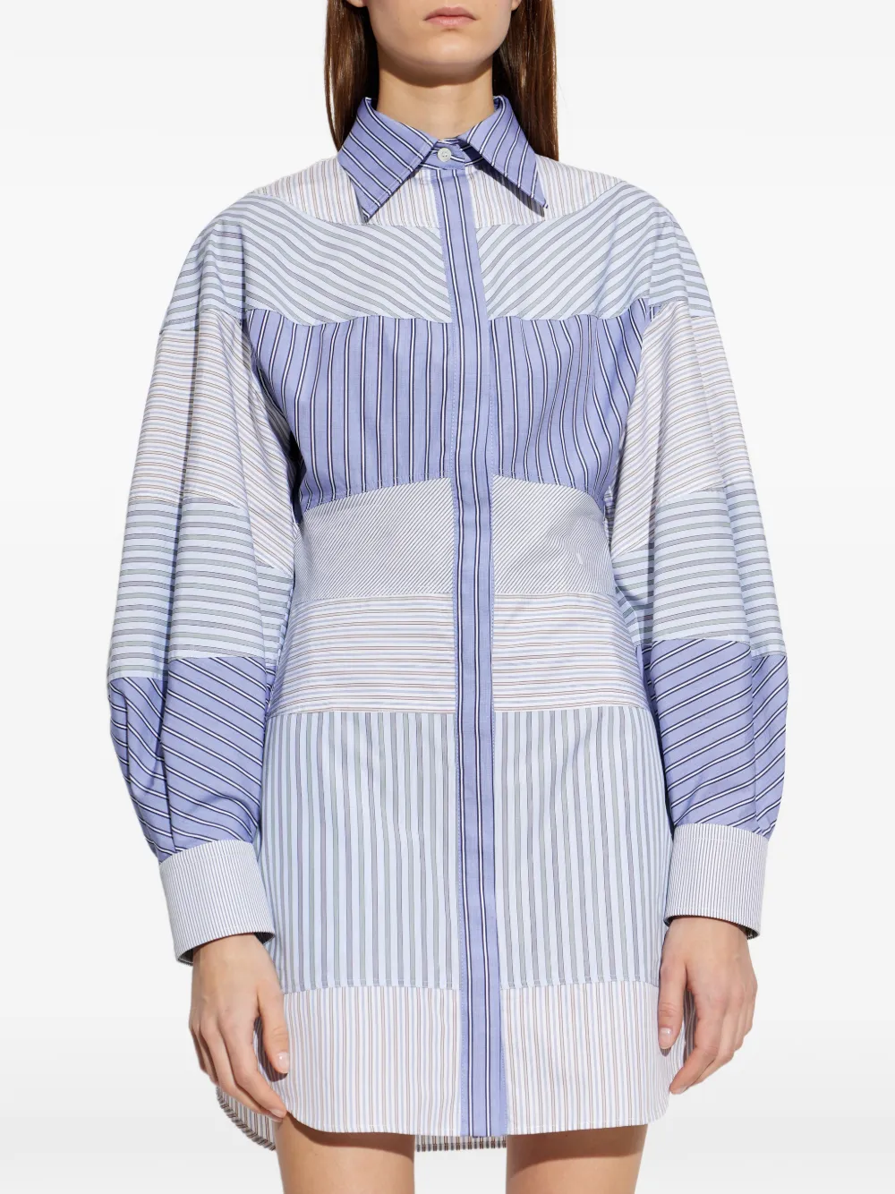 Moschino Gestreepte blousejurk met patchwork Blauw