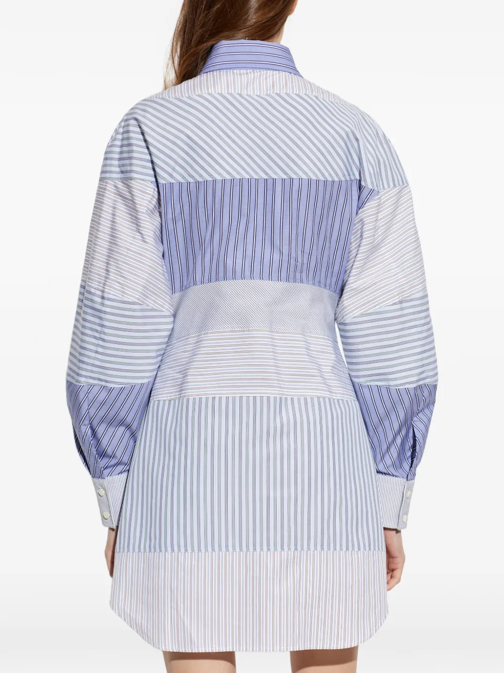 Moschino Gestreepte blousejurk met patchwork Blauw