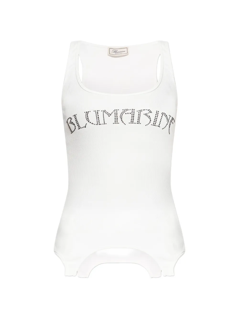 Blumarine rhinestone-embellished ribbed tank top - Weiß