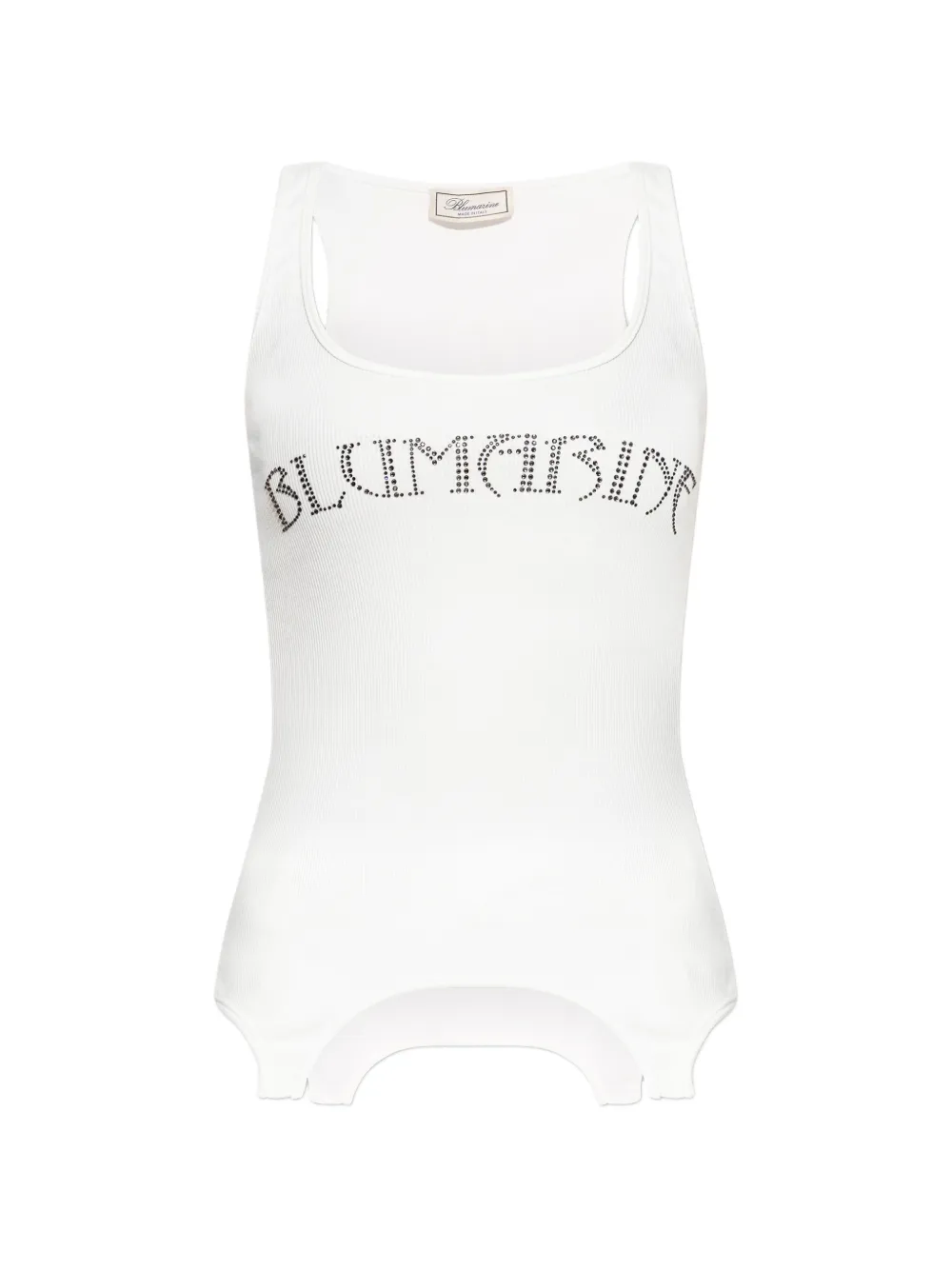 Blumarine rhinestone-embellished ribbed tank top - Bianco