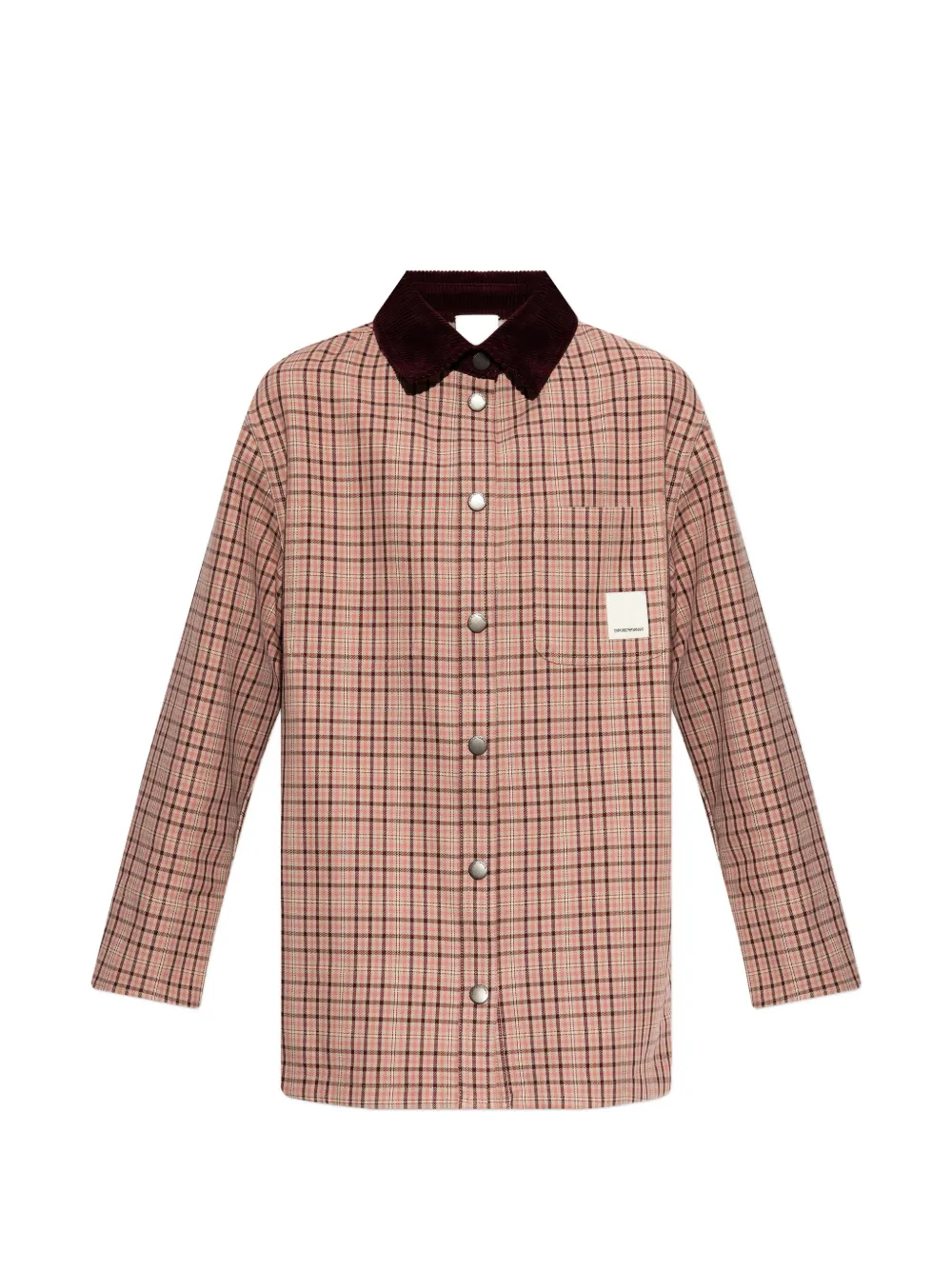 Emporio Armani check-pattern corduroy-collar coat - Toni neutri