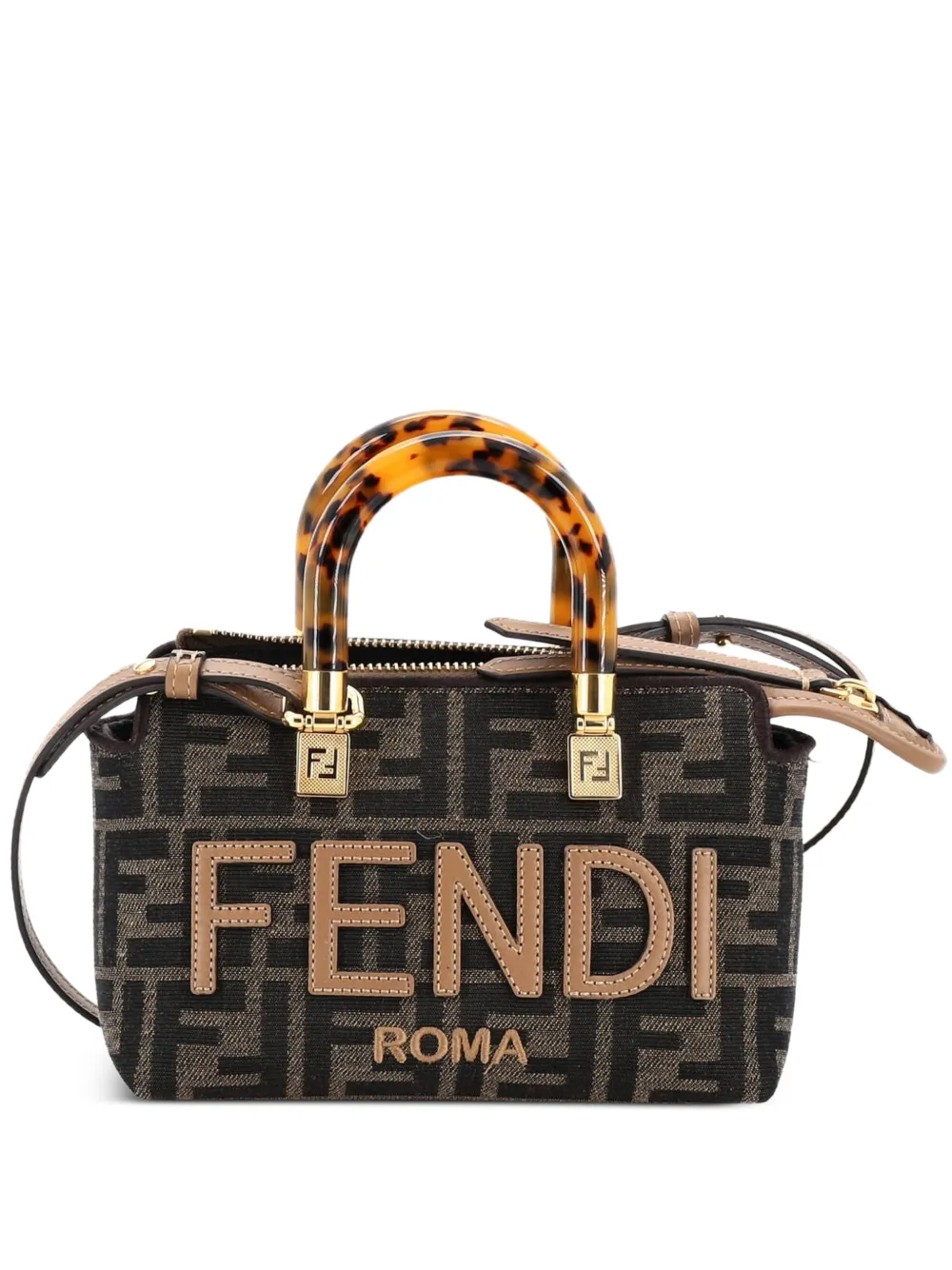 Fendi Pre-Owned Logo By The Way Top Handle Bag Zucca Embroidered Canvas Mini satchel - Marrone
