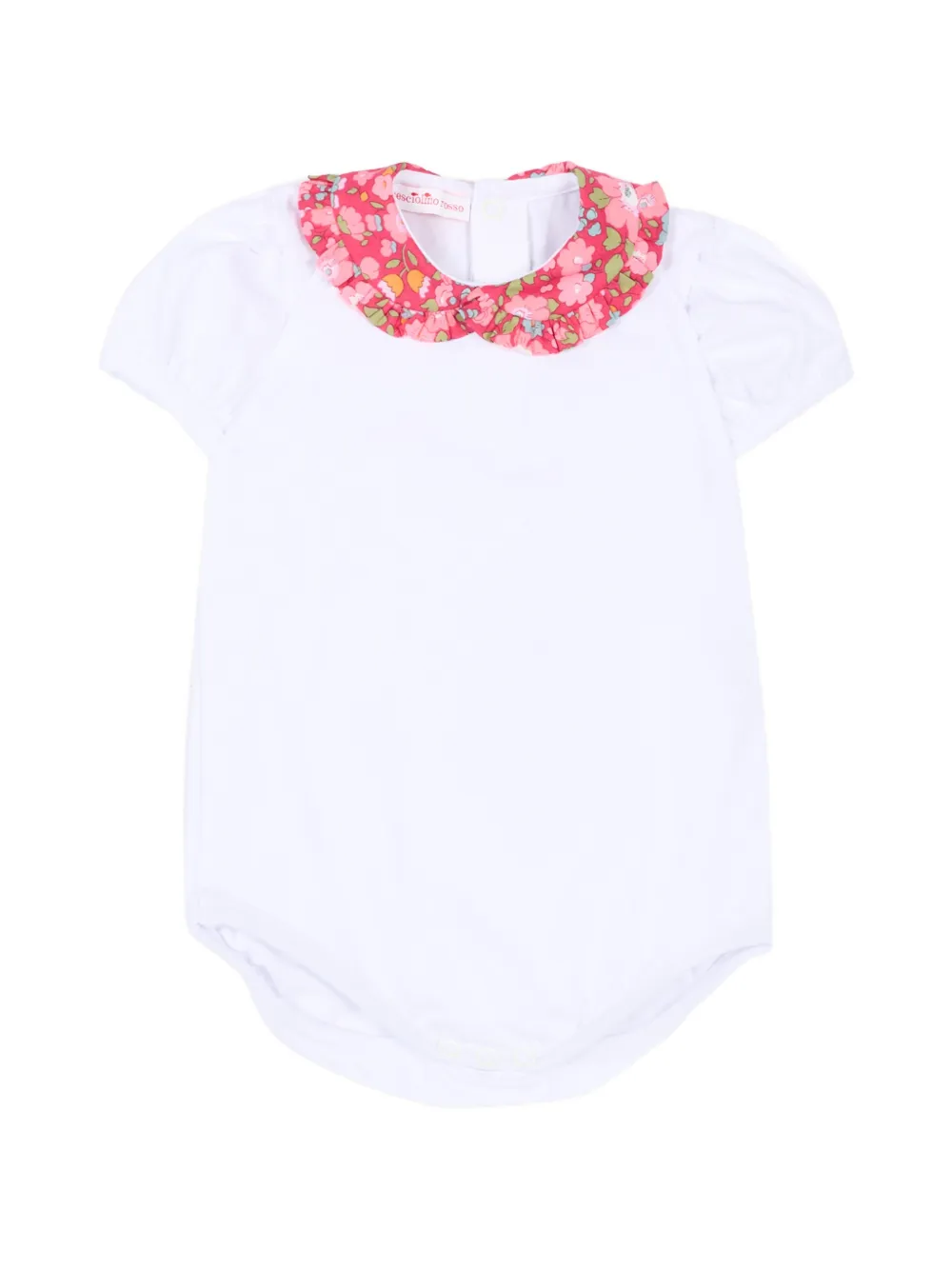 Pesciolino Rosso Kids floral-print ruffled-collar body - Bianco