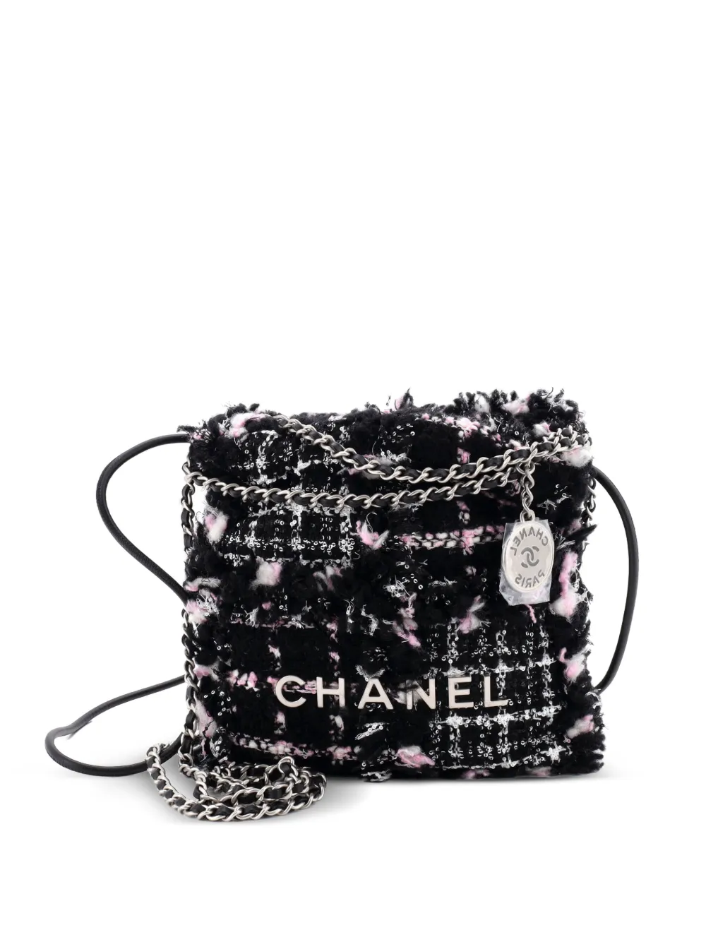 CHANEL Pre-Owned 22 Chain Hobo Quilted Tweed Mini shoulder bag - Nero