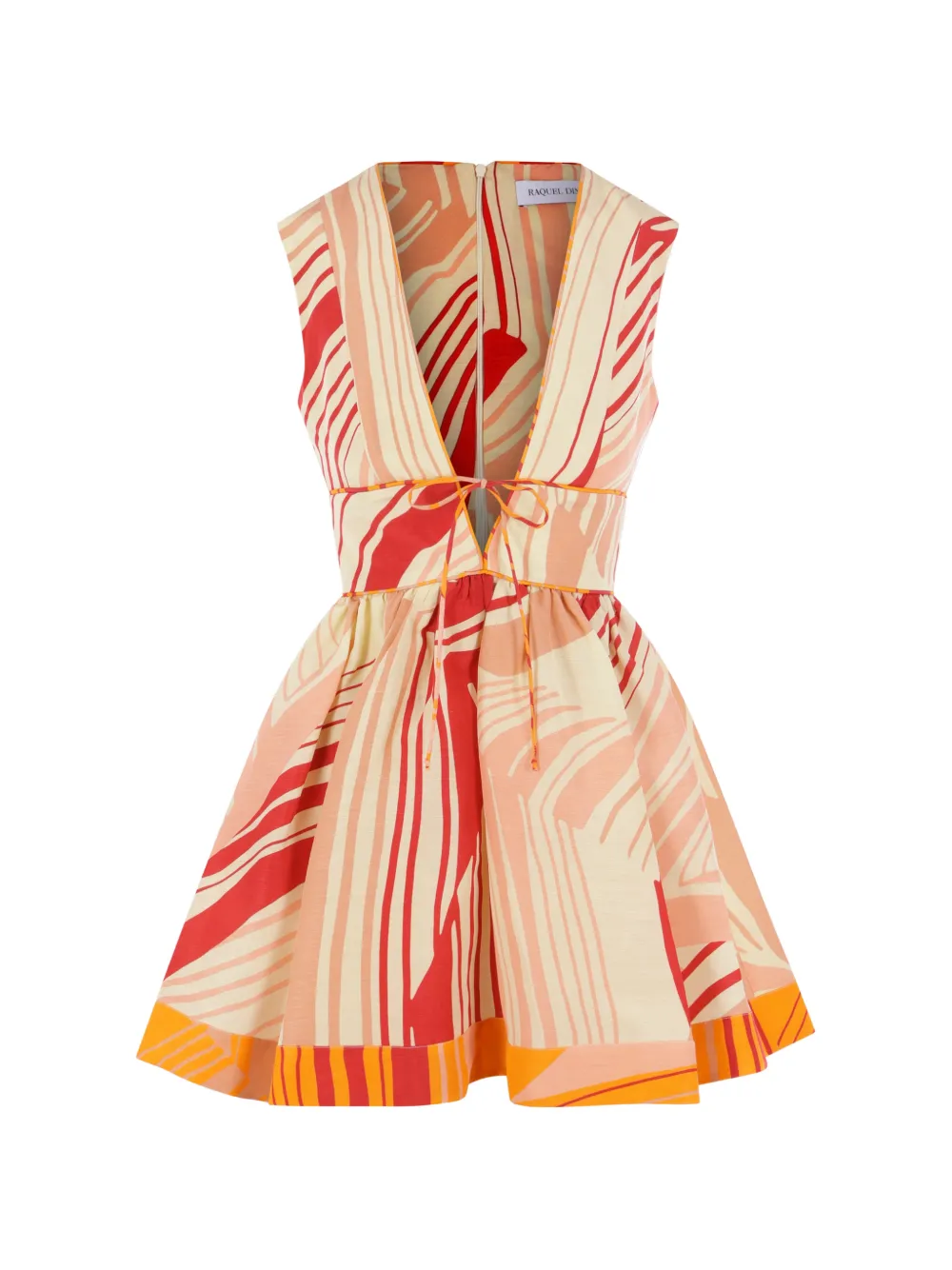 Raquel Diniz abstract-print V-neck mini dress - Nude