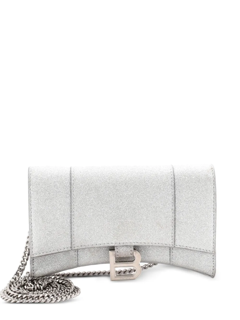 Balenciaga Pre-Owned Hourglass Chain Wallet Glitter Leather crossbody bag - Grigio