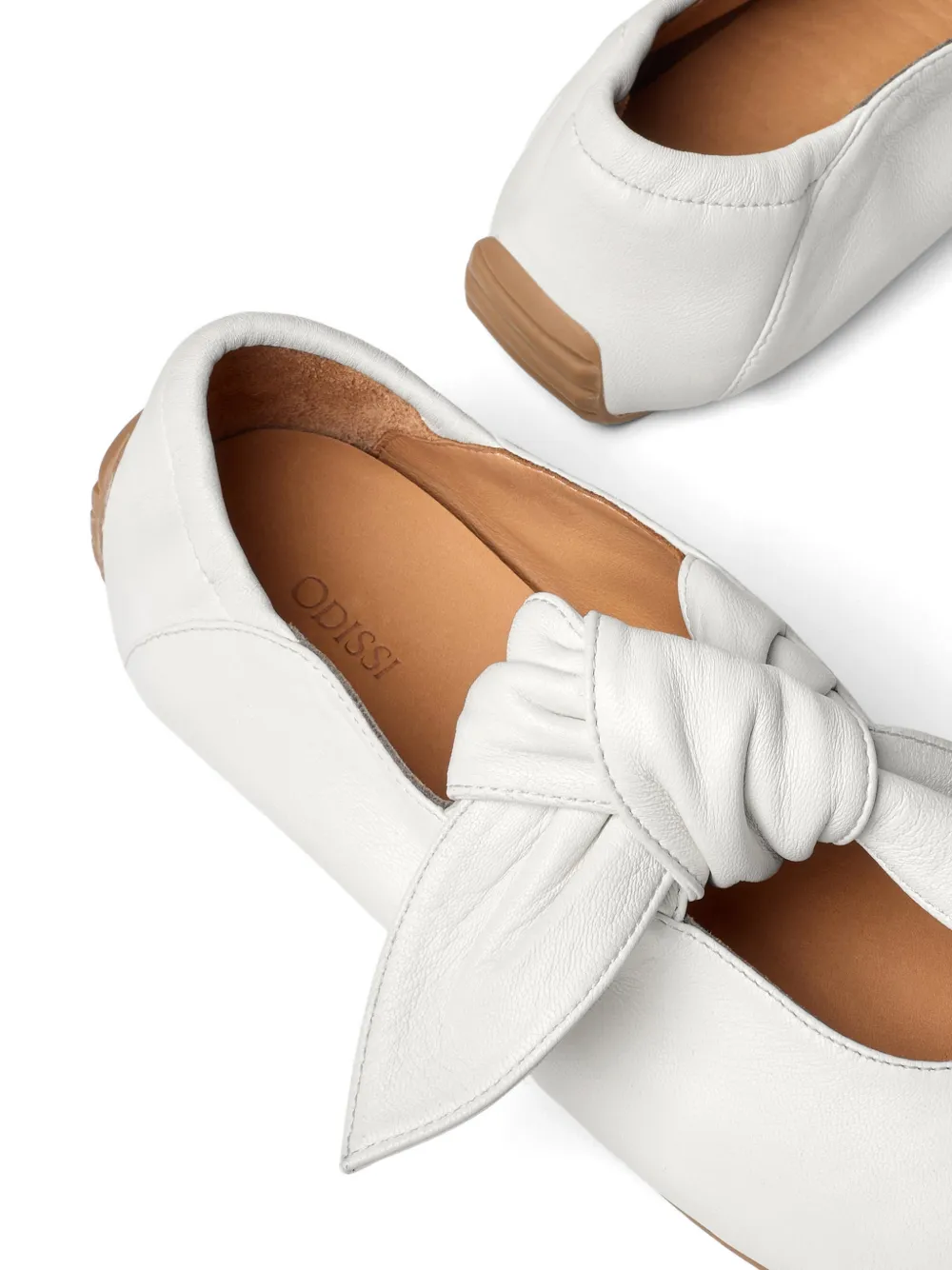ODISSI Tess geknoopte leren sneakers Wit