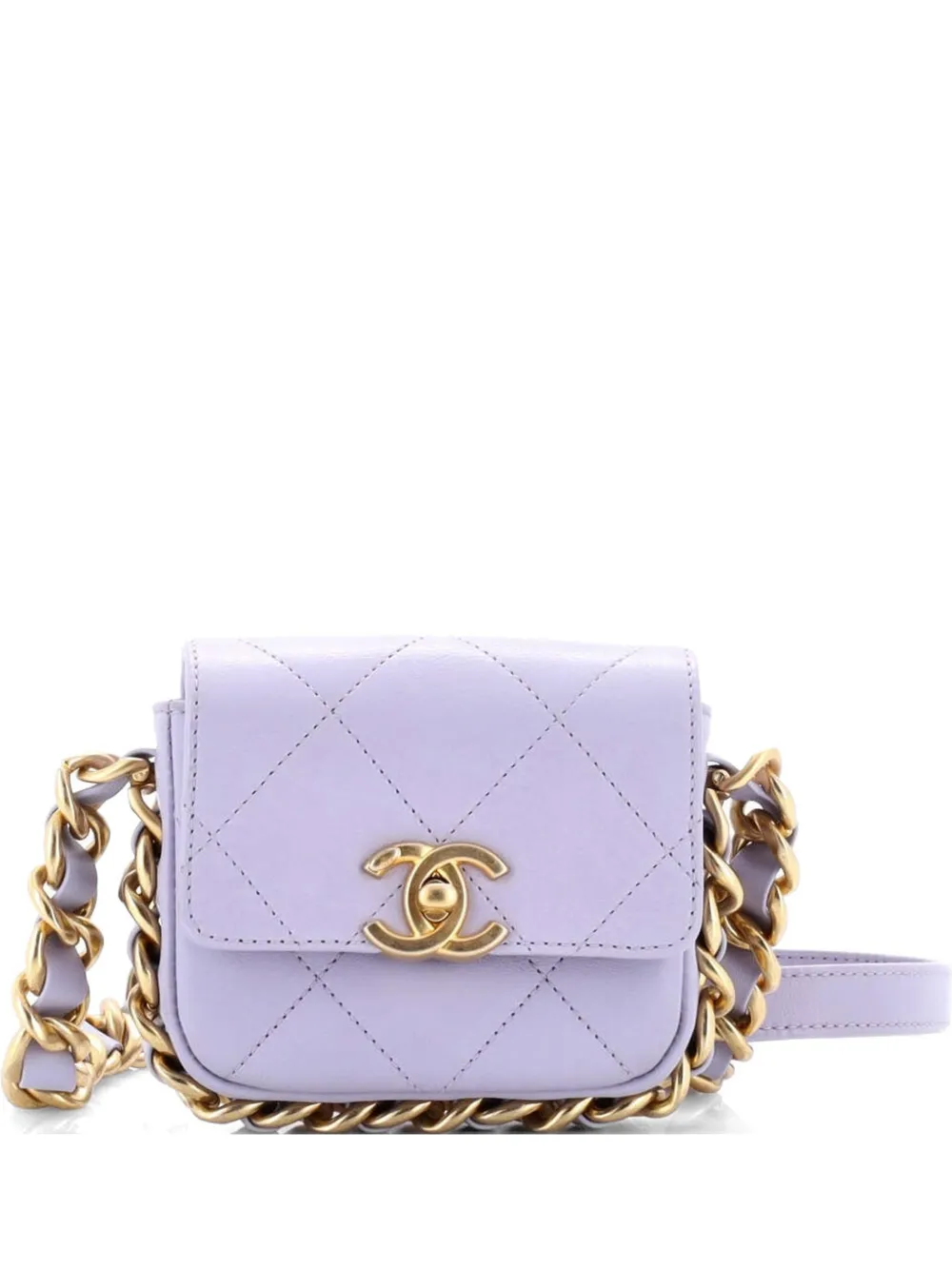CHANEL Pre-Owned Framing Chain Flap Bag Quilted Calfskin Mini crossbody bag - Viola