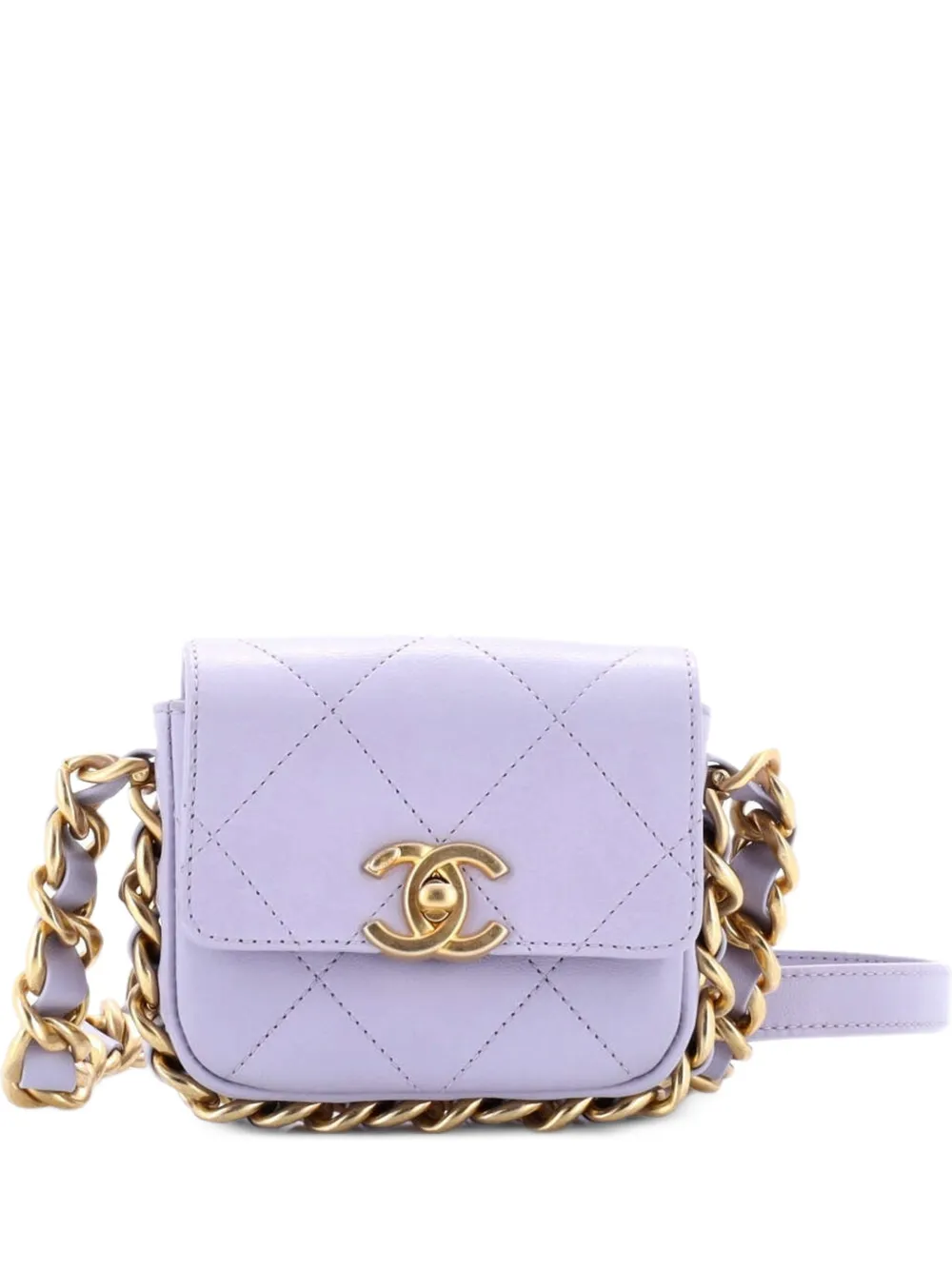 CHANEL Pre-Owned Framing Chain Flap Bag Quilted Calfskin Mini crossbody bag - Viola