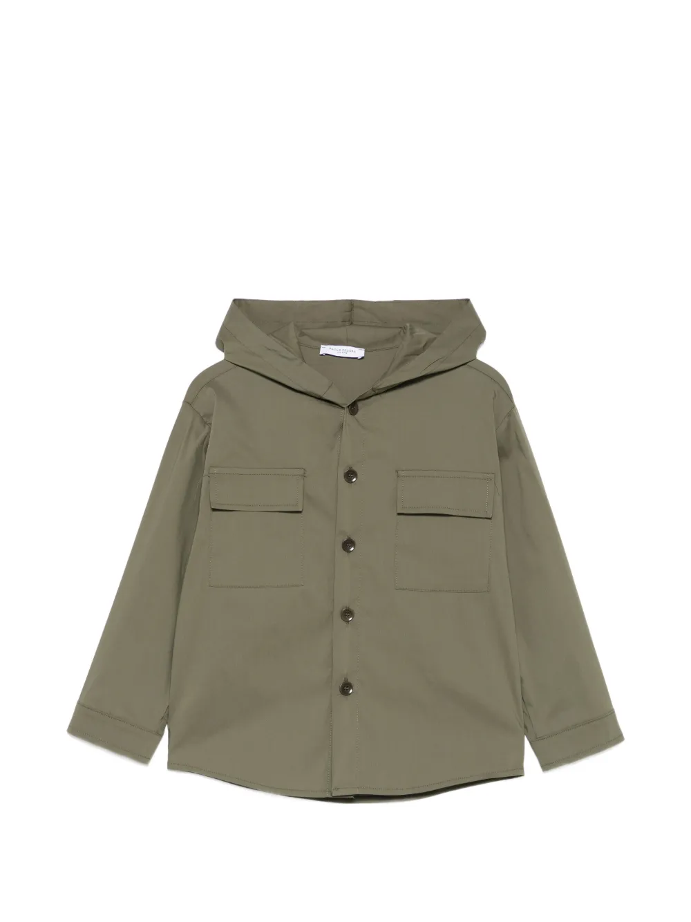 Paolo Pecora Kids' Chest-pocket Hooded Shirt In Green