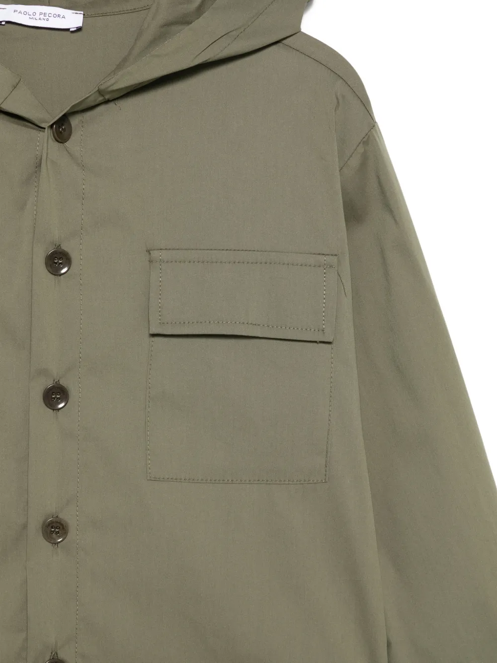 Paolo Pecora Kids Shirt met borstzak en capuchon Groen