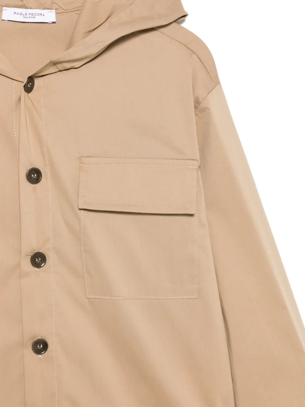 Paolo Pecora Kids Overhemd met capuchon en borstzak Beige