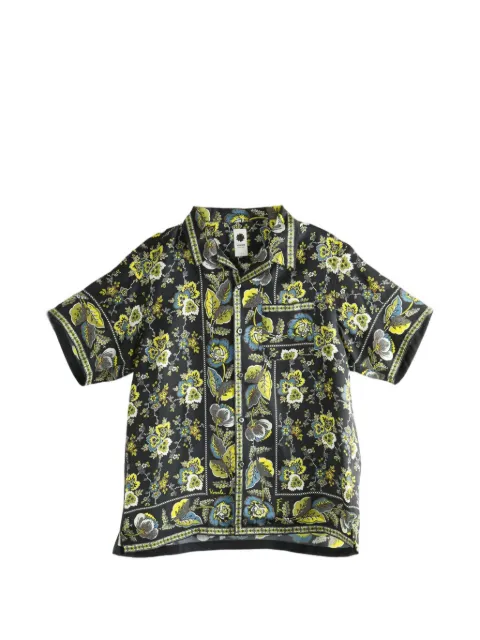 Vowels floral-print short-sleeve scarf shirt