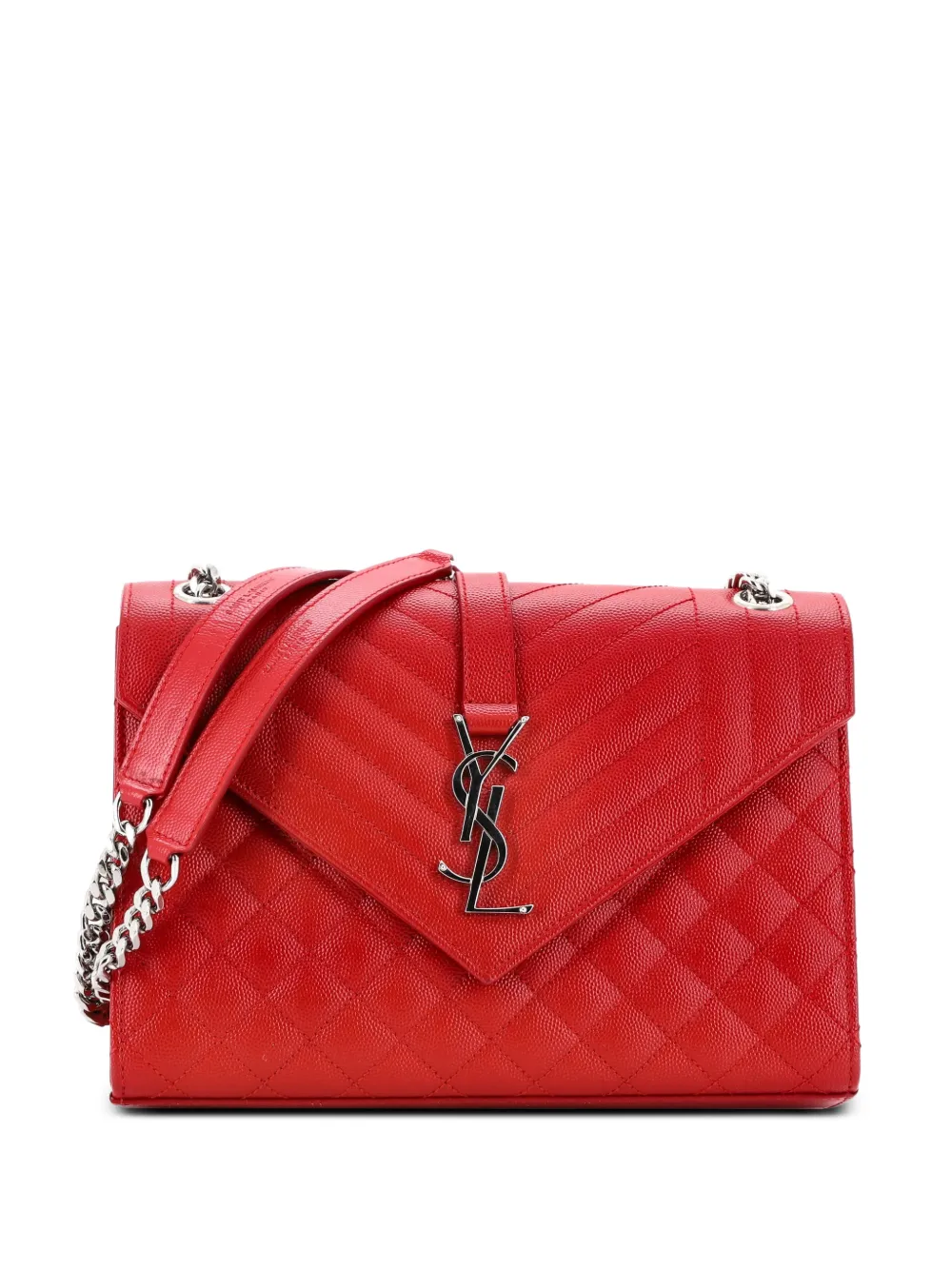 Saint Laurent Pre-Owned Classic Monogram Envelope Satchel Mixed Matelasse Leather Medium shoulder bag - Red