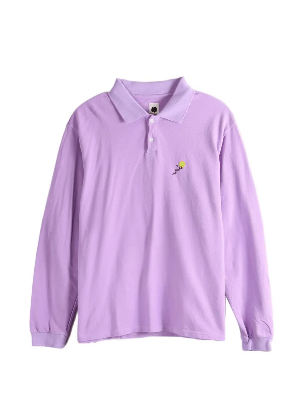 Vowels Pique embroidered long-sleeve polo shirt - Viola