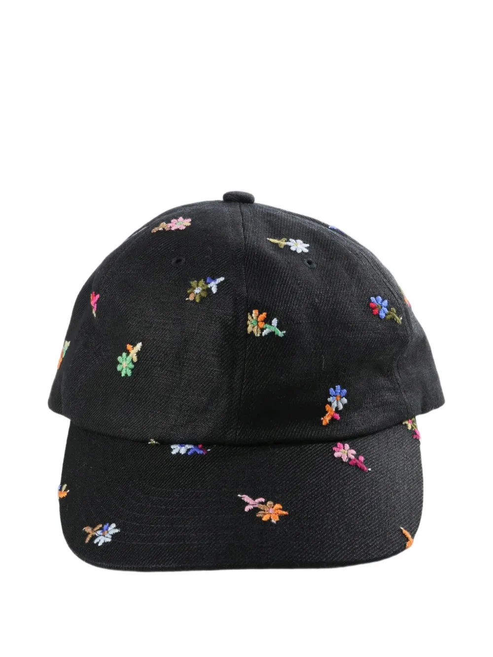 Vowels flower-embroidered baseball cap - Nero