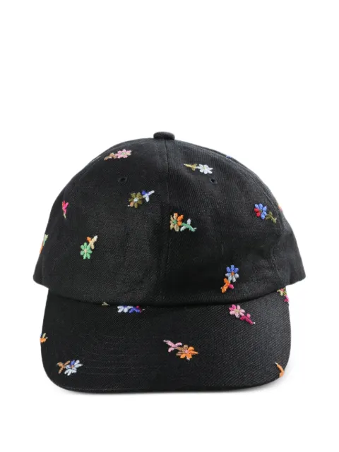 Vowels flower-embroidered baseball cap