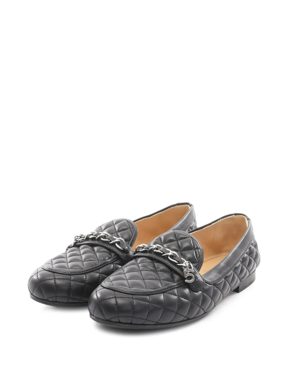 CHANEL Pre-Owned 1986-1988 matelassé chain-link loafers - Schwarz