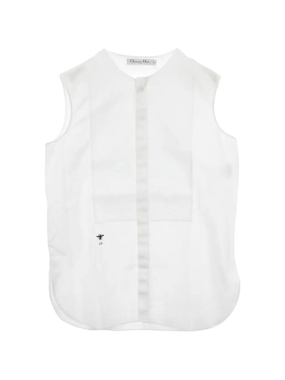 Christian Dior Pre-Owned 2010s Bee-embroidery sleeveless shirt - Bianco