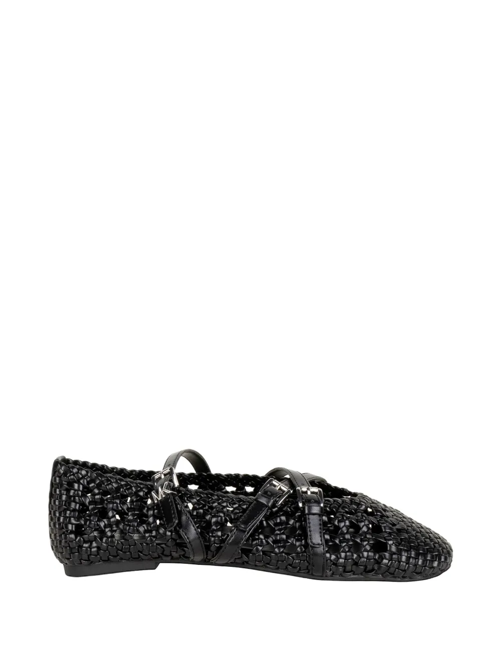 Michael Kors Indy Flex woven buckle-strap ballet flats - Nero
