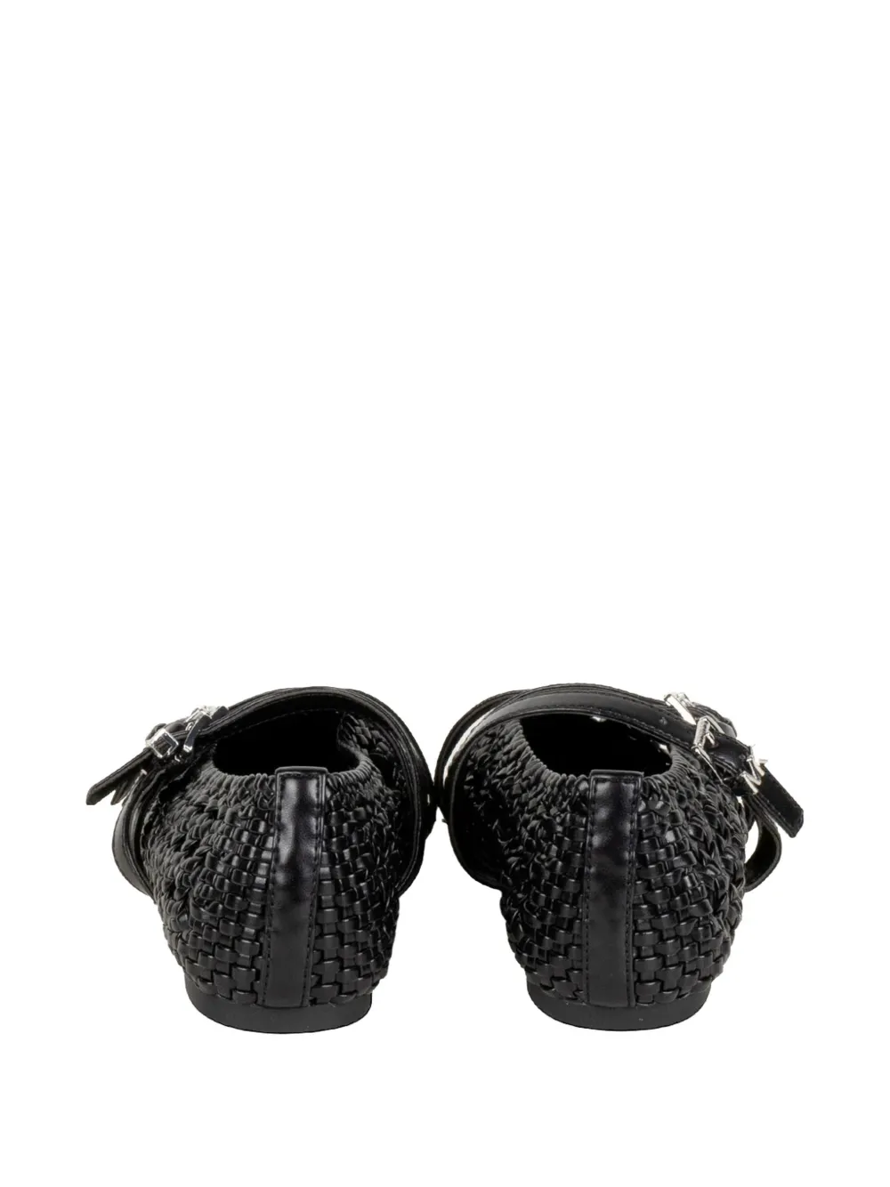 Michael Kors Indy Flex woven buckle-strap ballet flats Zwart