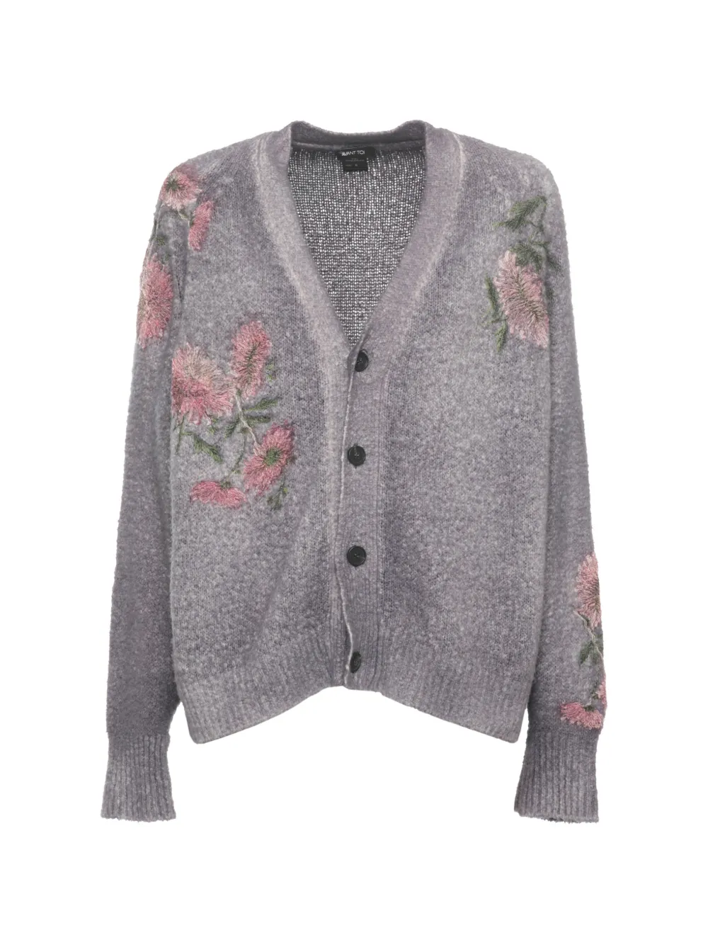 Avant Toi floral-embroidered cardigan - Grigio