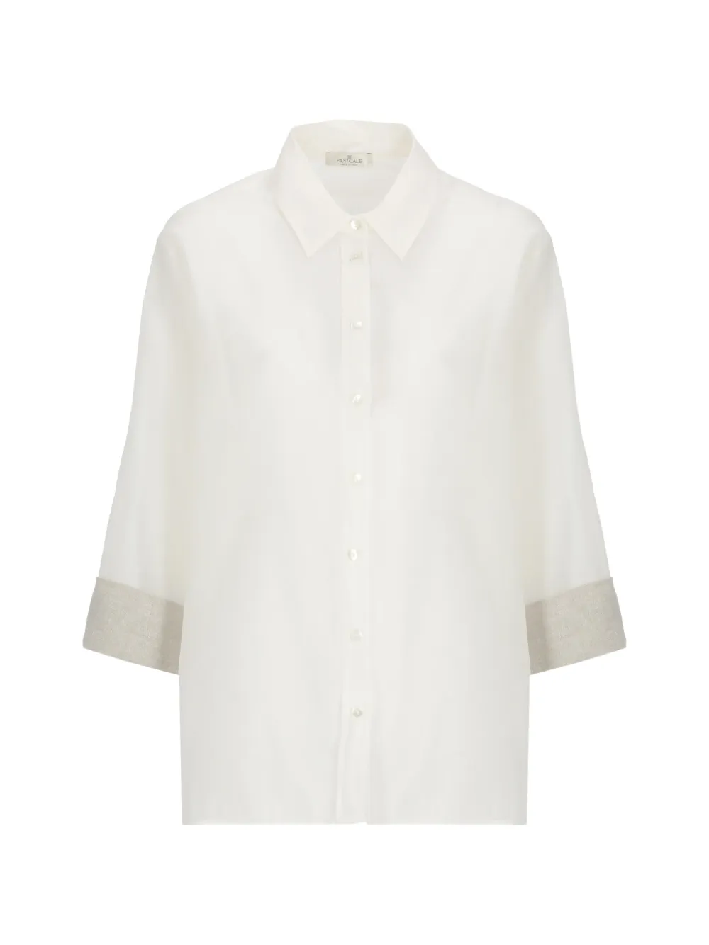 PANICALE sheer-finish turn-up-cuff shirt - Bianco