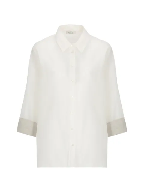 PANICALE sheer-finish turn-up-cuff shirt