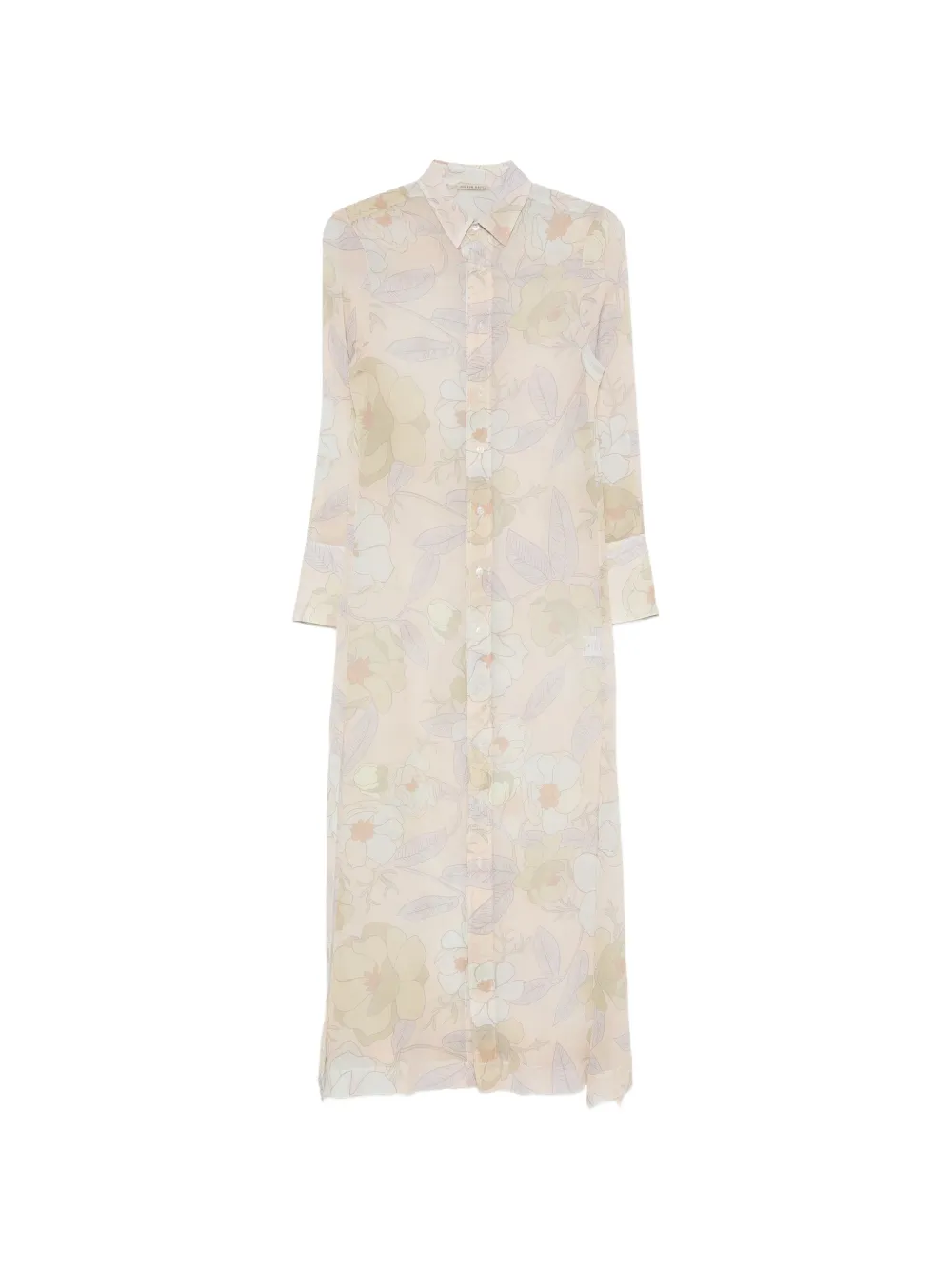 Faliero Sarti floral-print long-sleeve shirt midi dress - Rosa