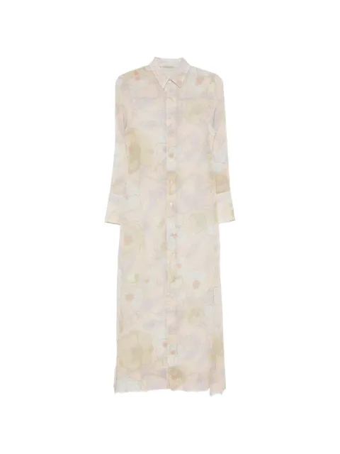 Faliero Sarti floral-print long-sleeve shirt midi dress