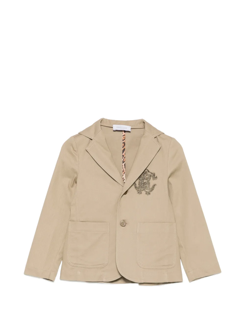 Roberto Cavalli Junior monogram-patch blazer - Nude