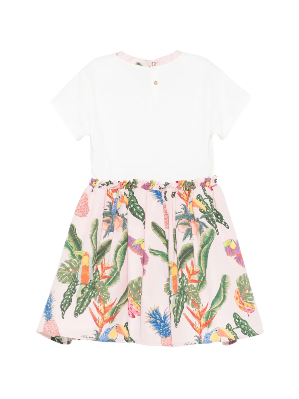 Roberto Cavalli Junior Jurk met tropische print en logo-print Wit