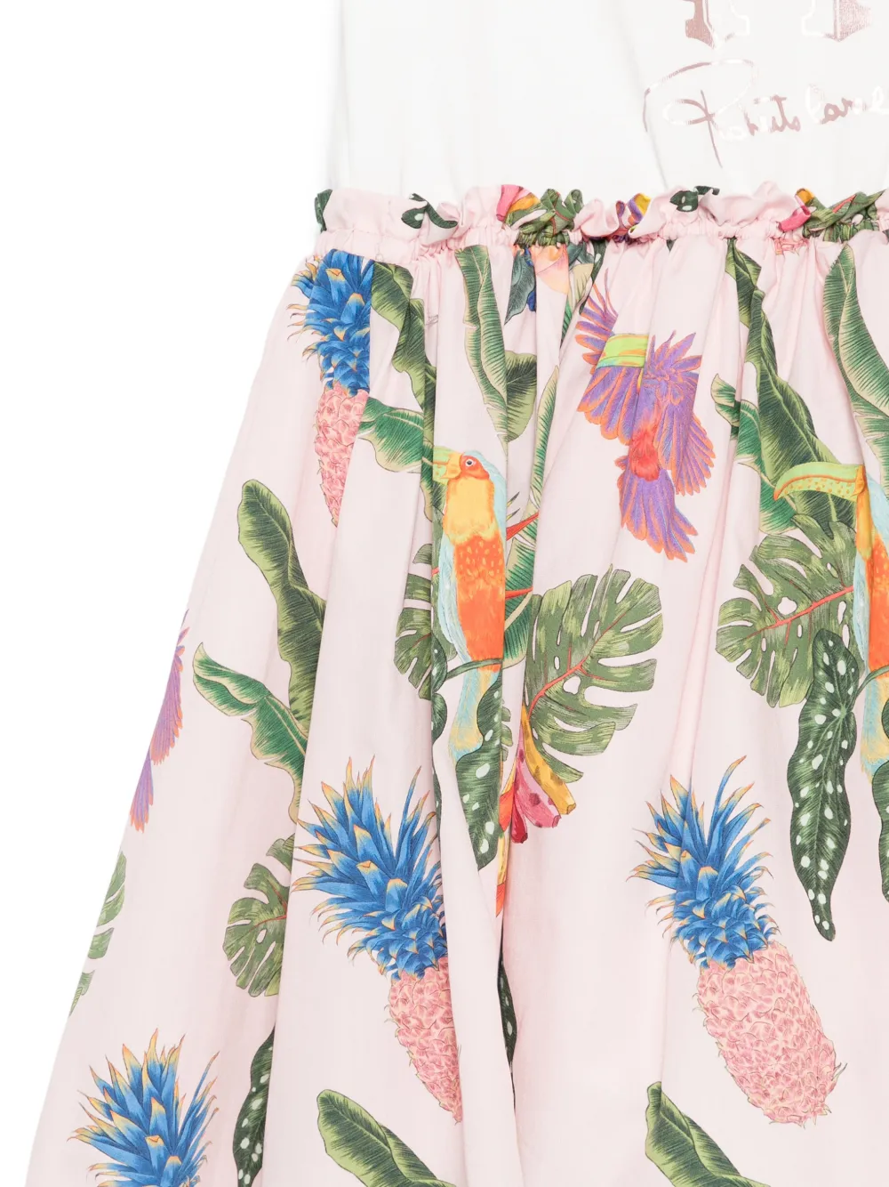 Roberto Cavalli Junior Jurk met tropische print en logo-print Wit