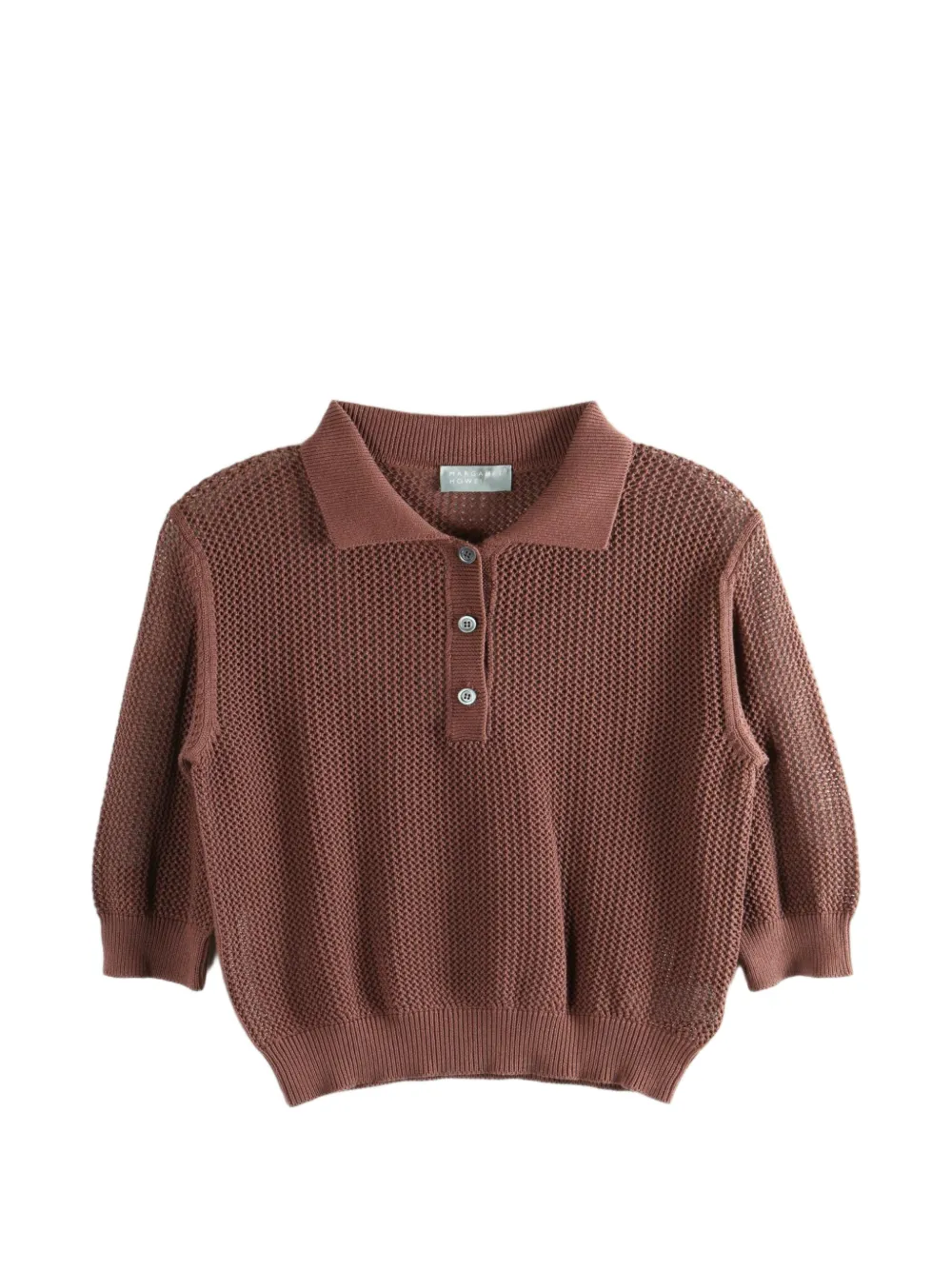Margaret Howell open-knit polo sweater - Marrone