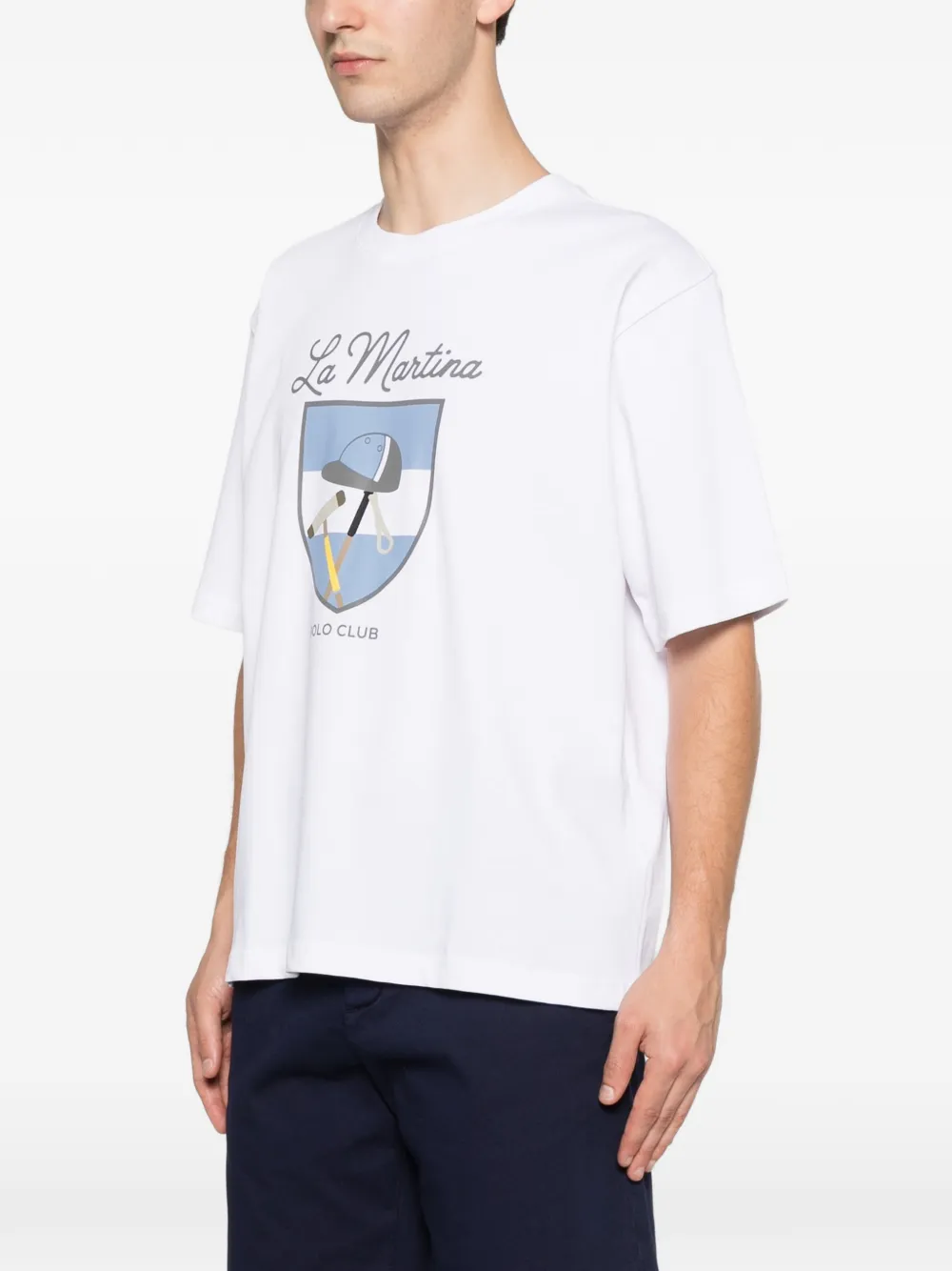 La Martina T-shirt met logoprint Wit