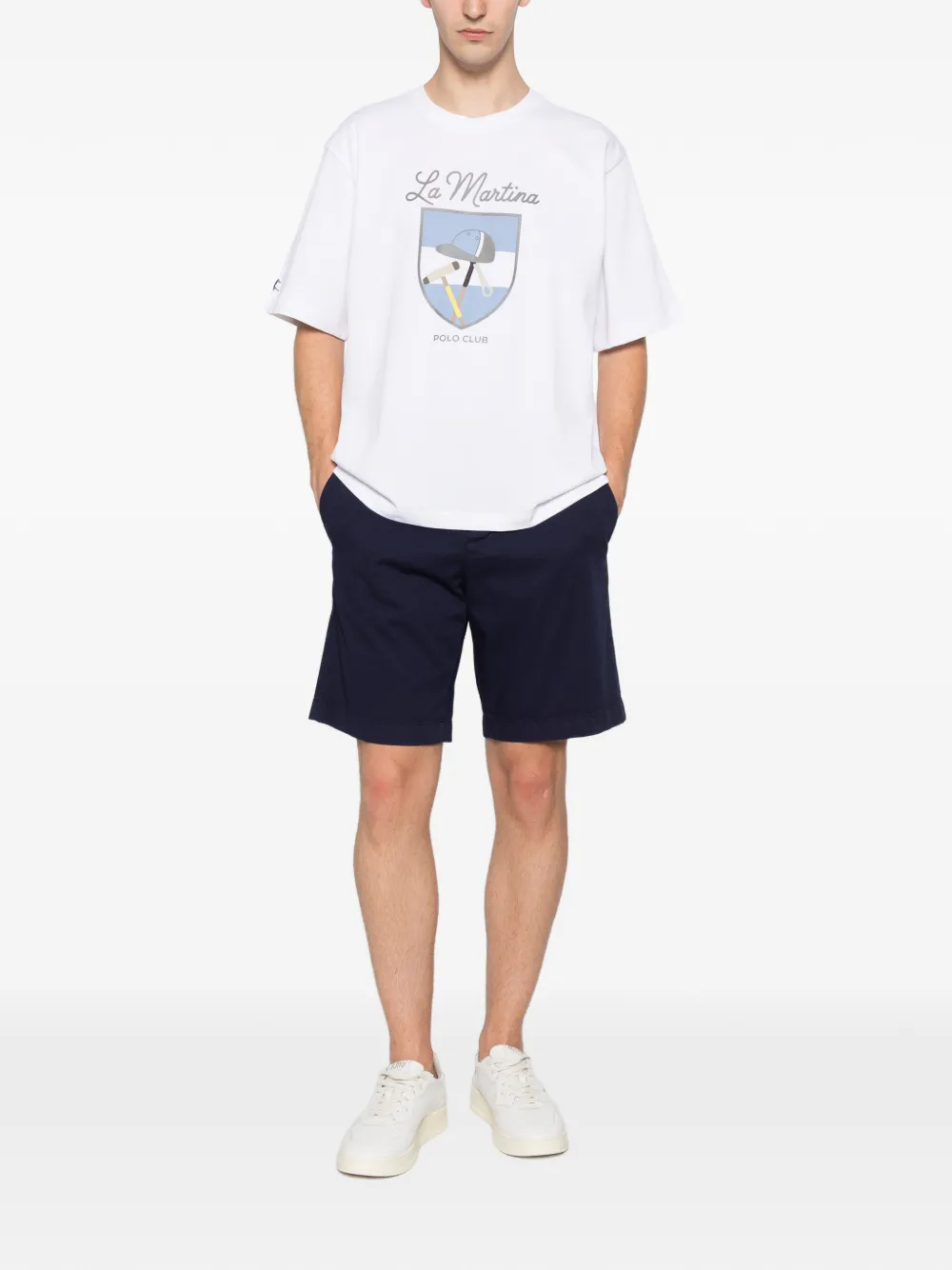 La Martina T-shirt met logoprint Wit