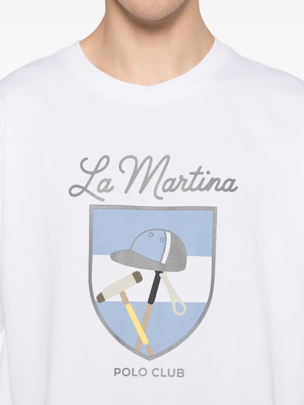 La Martina T-shirt met logoprint Wit