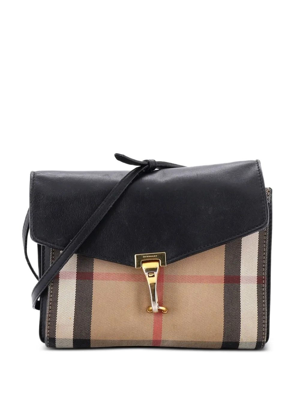 Burberry Pre-Owned Macken Leather and House Check Canvas Small crossbody bag - Schwarz