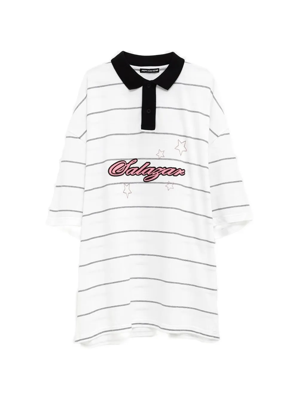 PEPA SALAZAR logo-patch striped polo shirt - Bianco