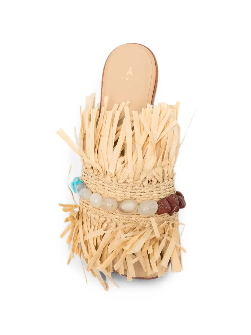 Patrizia Pepe fringed raffia flat sandals Beige