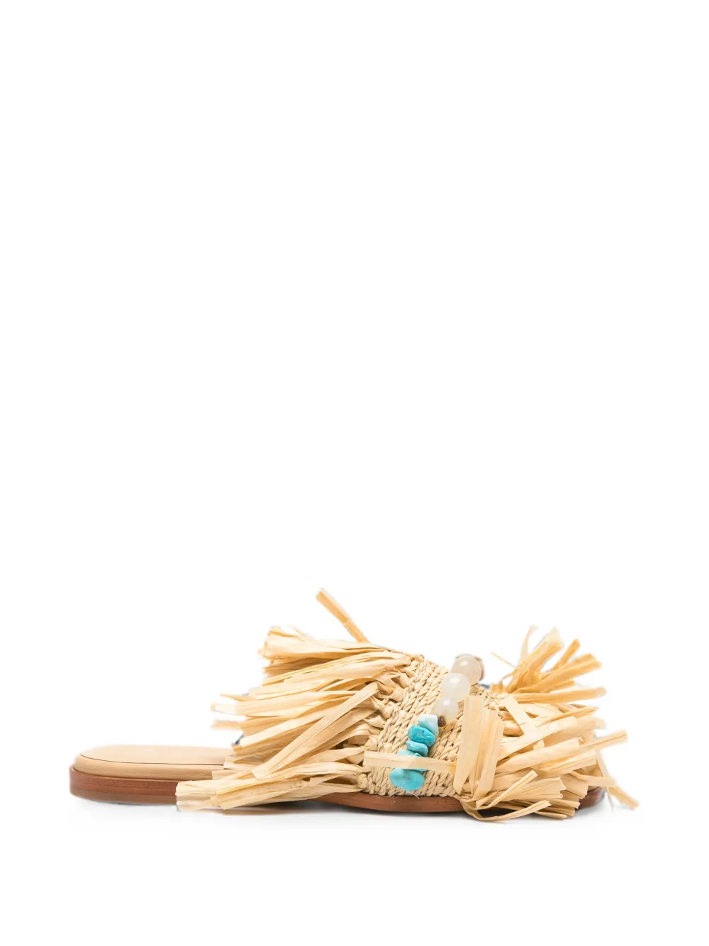 Patrizia Pepe fringed raffia flat sandals Beige